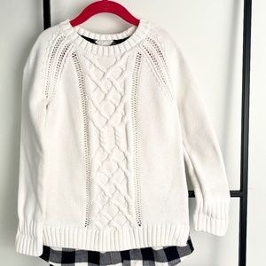 Artisan NY White Cable Knit Sweater with Shirt Tail